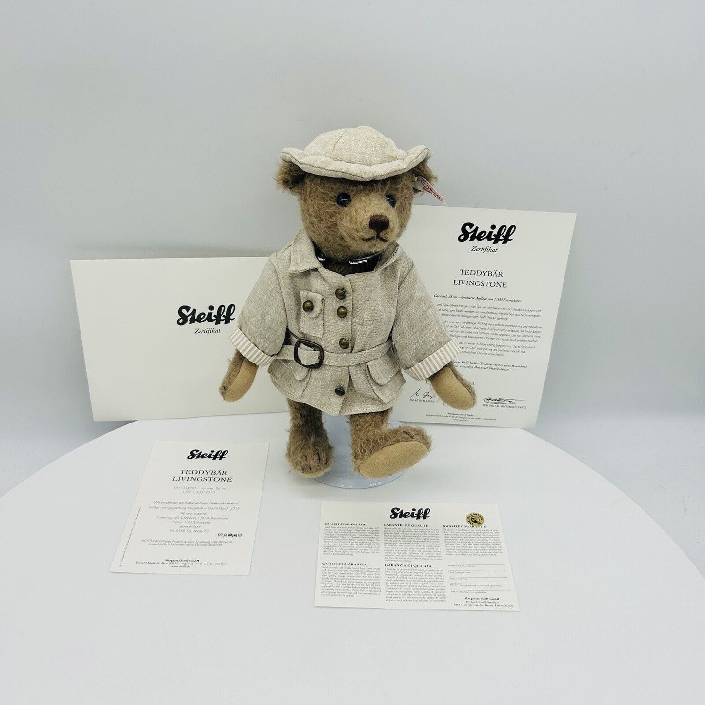 Steiff 034985 Teddybär Livingstone limitiert 1500 aus 2013 28 cm Mohair