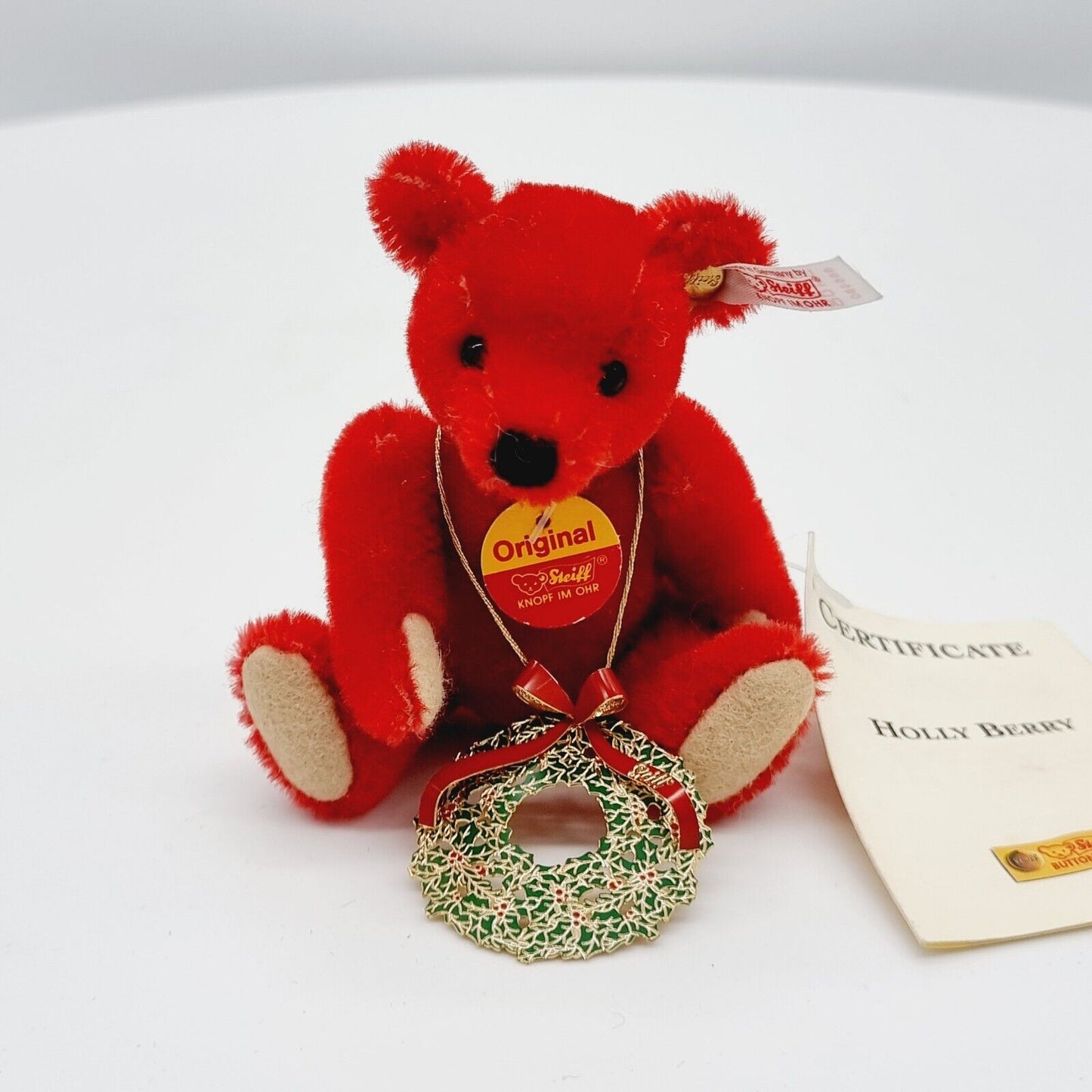 Steiff 666490 Holly Berry Teddybär 12 cm rot limitiert 5000 Christmas Ornament