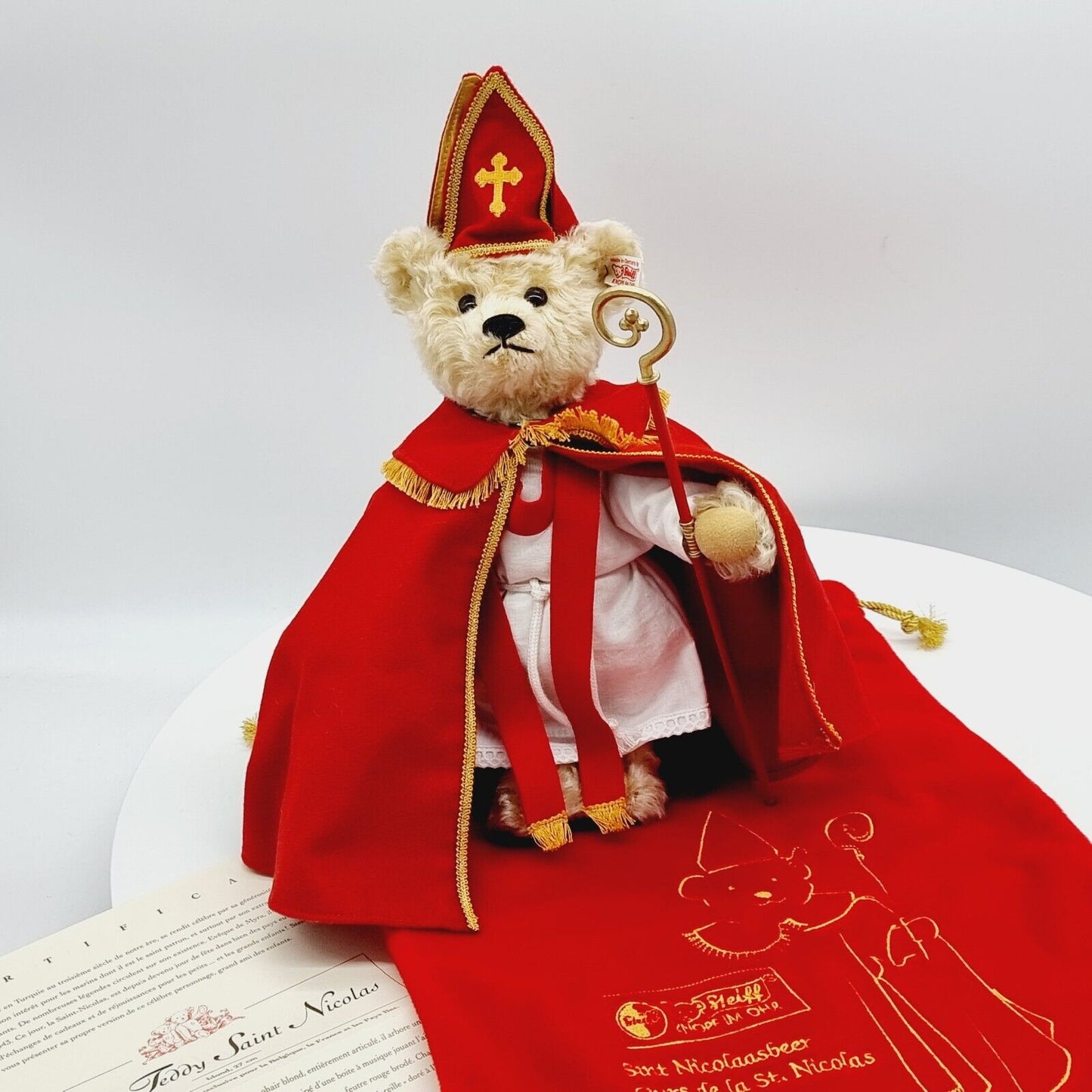 Steiff 661068 Teddybär Saint Nicolaus limitiert 1500 für Belgien 27 cm Mohair