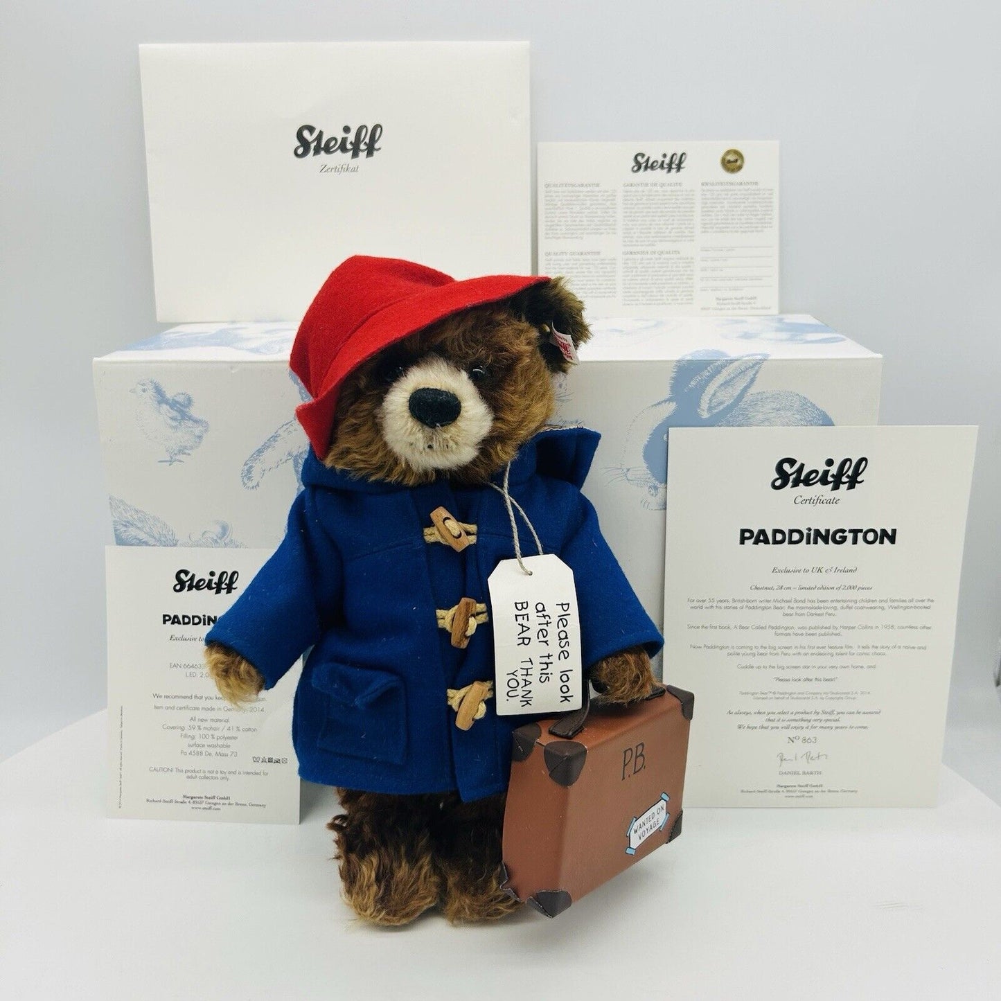 Steiff 664632 Paddington Bär limitiert 2000 28 cm Mohair