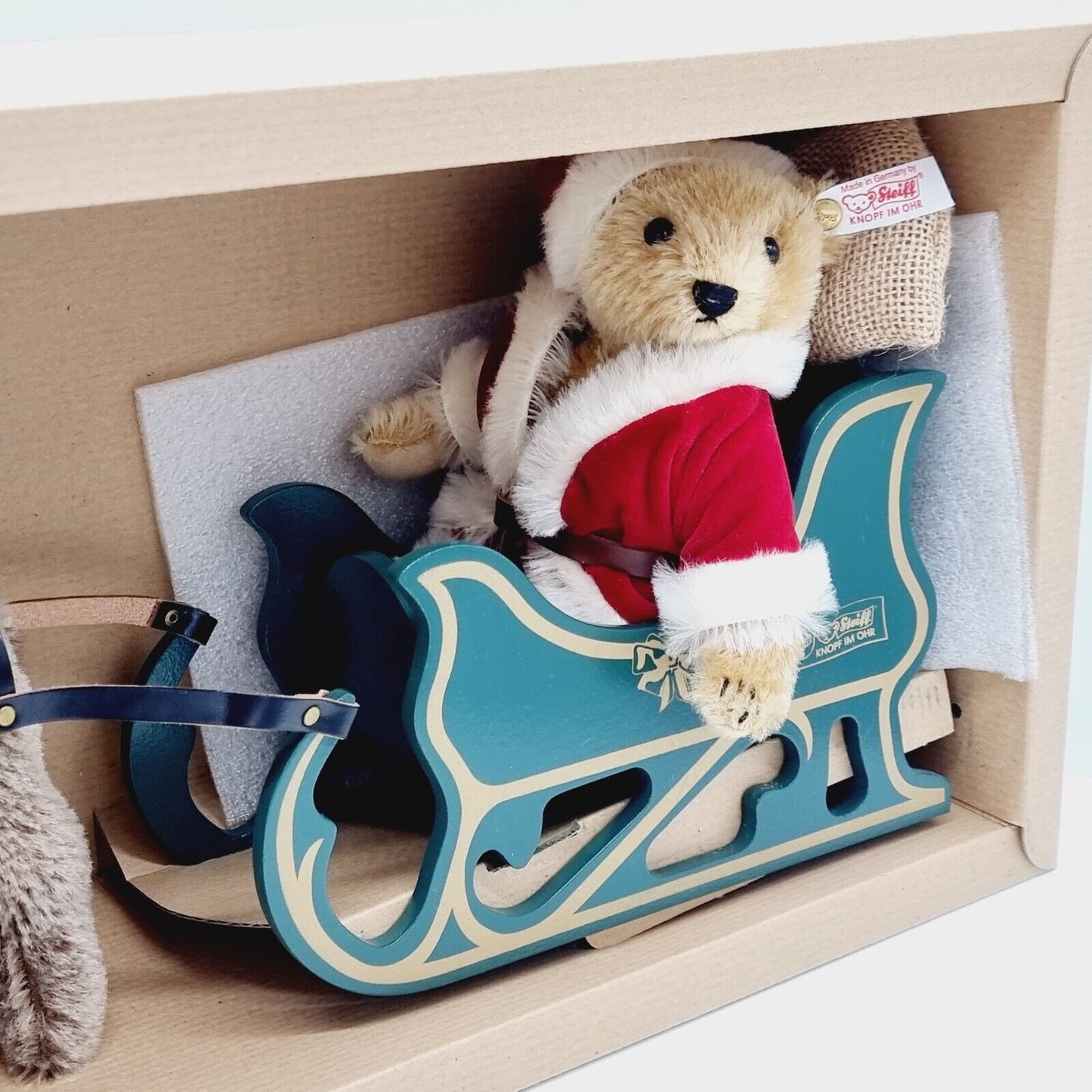 Steiff 670565 Teddybär Weihnachtsmann mit Rentier limitiert 2500 aus 2000