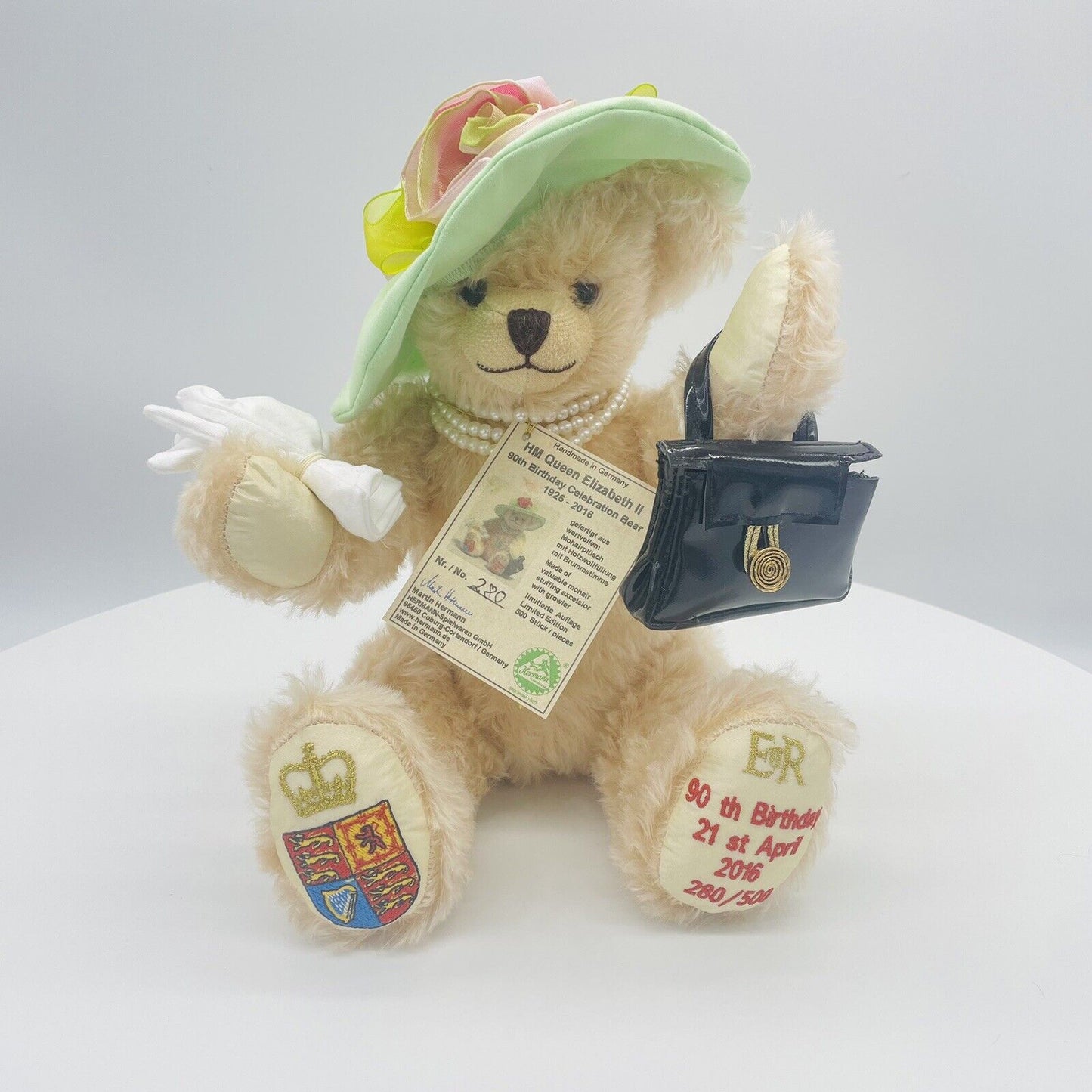 Hermann Coburg Teddybär Queen Elizabeth II 90. Geburtstag 35cm Mohair