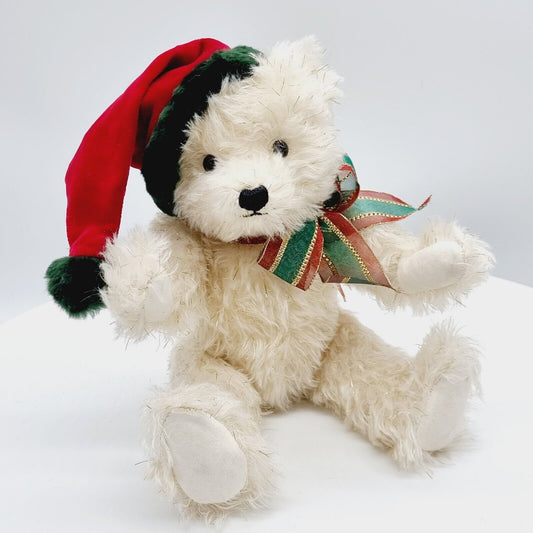 Teddy Hermann Weihnachtsteddybär mit Aufziehspielwerk weiß-gold 34 cm