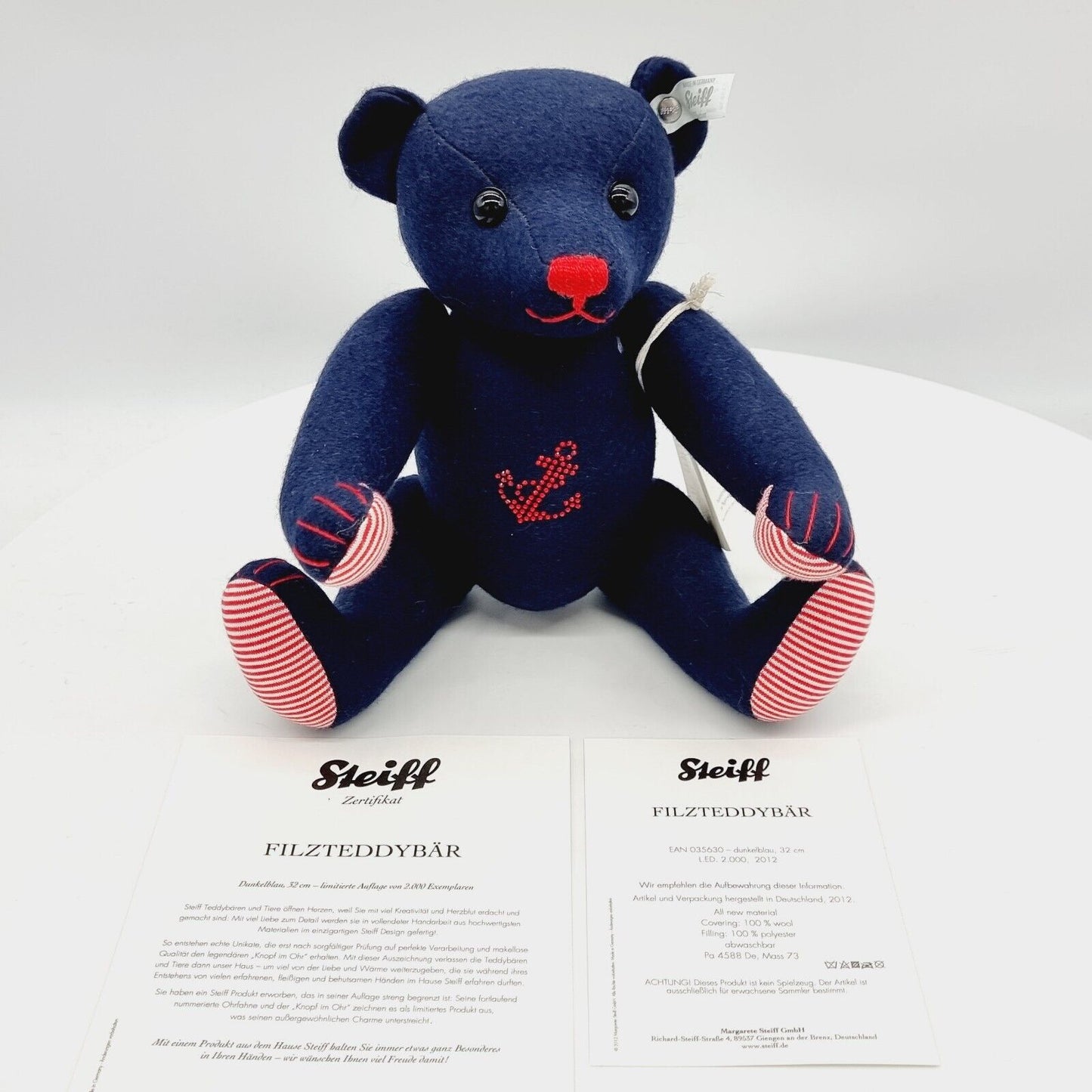 Steiff 035630 Filzteddybär 32 cm limitiert 2000 Jahr 2012