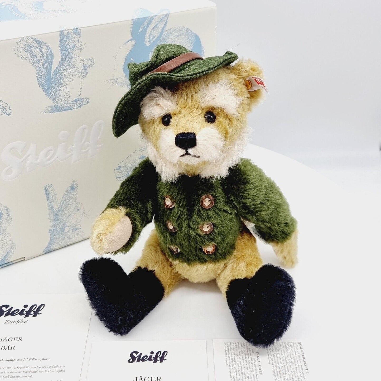 Steiff 674174 Teddybär Jäger 31 cm Mohair limitiert 1360 Jahr 2016