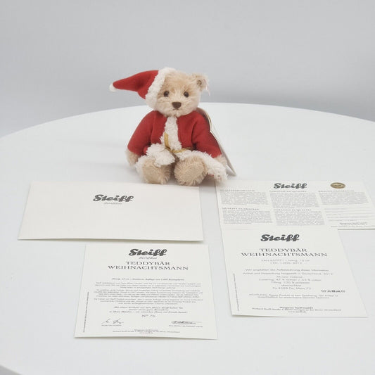 Steiff 657771 Teddybär 12 cm honig Weihnachtsmann Santa Claus limitiert 1000