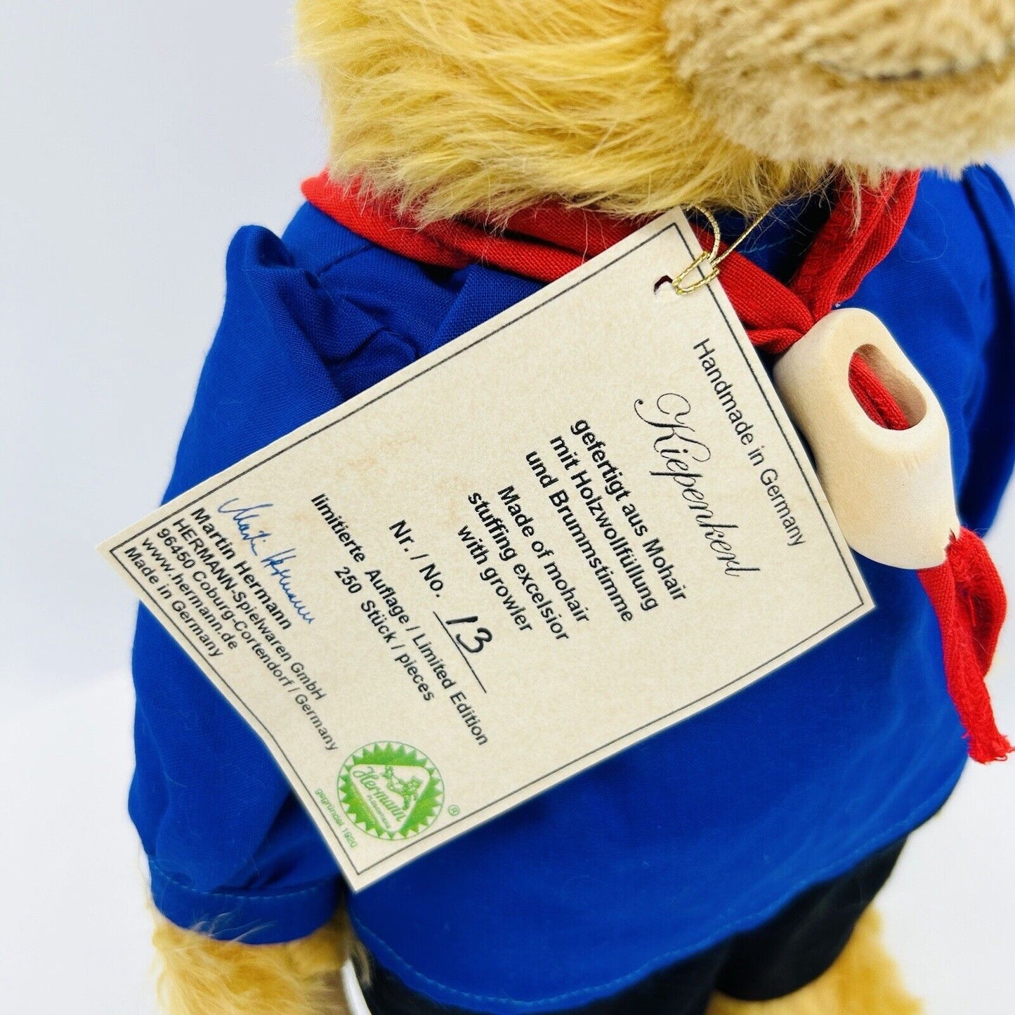 Hermann Coburg Teddybär Kiepenkerl limitiert 250 38 cm Mohair