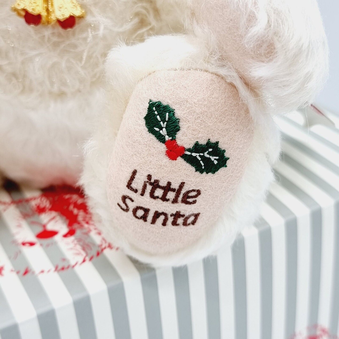 Steiff Teddybär Little Santa 2019 Pearl 678783 limitiert 1500 weiß 24 cm Mohair