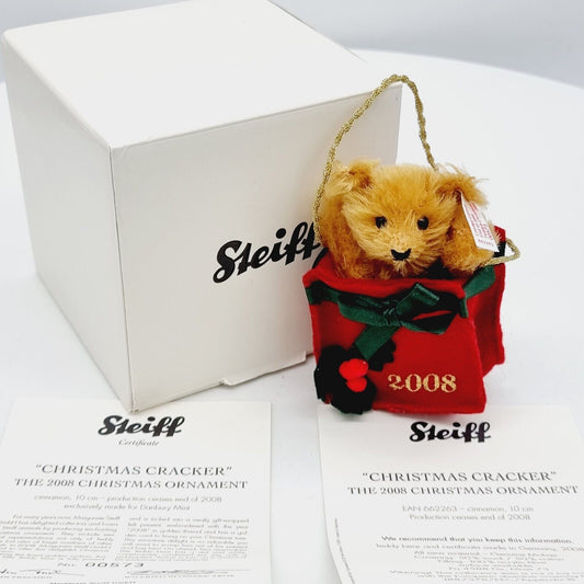 Steiff 662263 Christmas Cracker 2008 Teddybär Ornament 10 cm