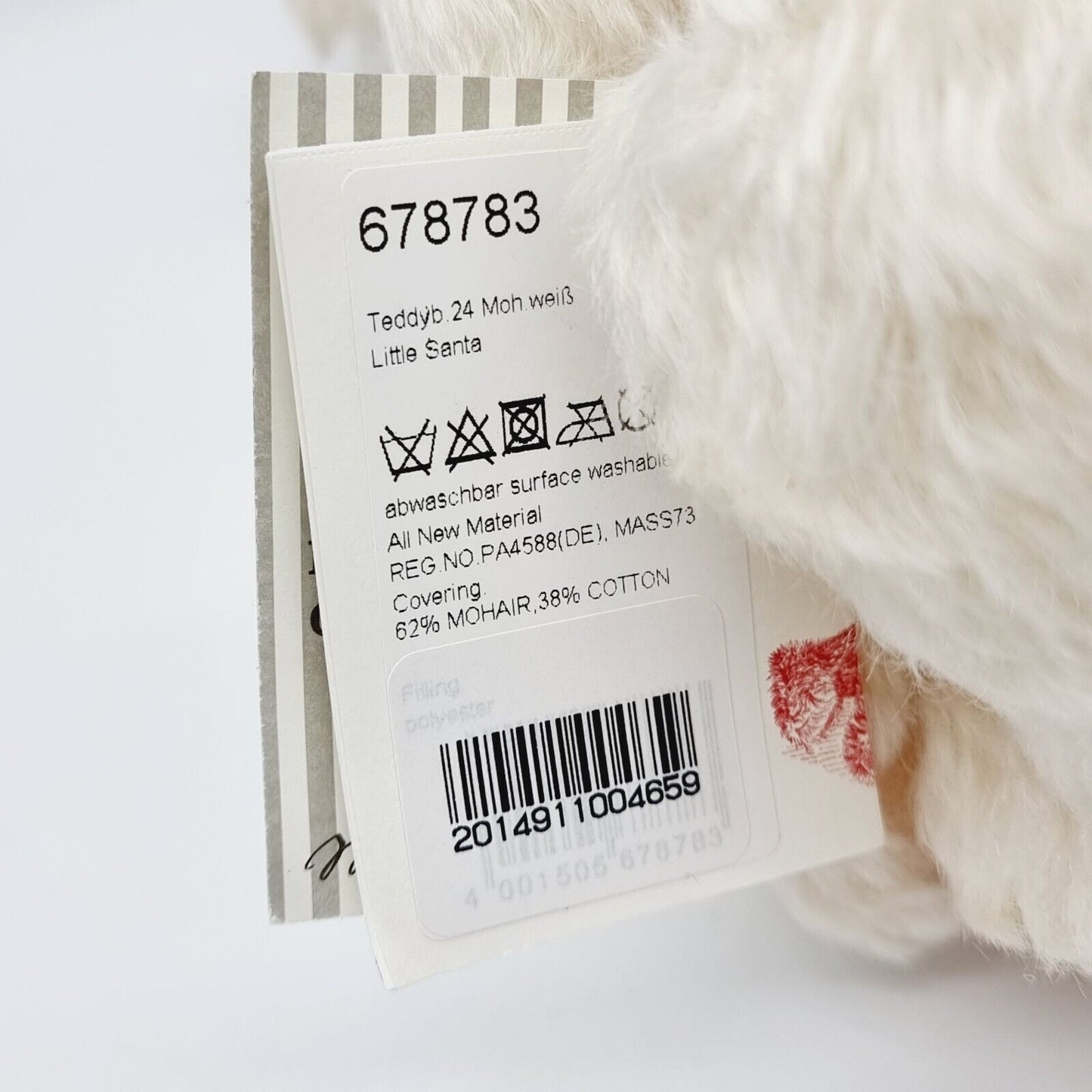 Steiff Teddybär Little Santa 2019 Pearl 678783 limitiert 1500 weiß 24 cm Mohair