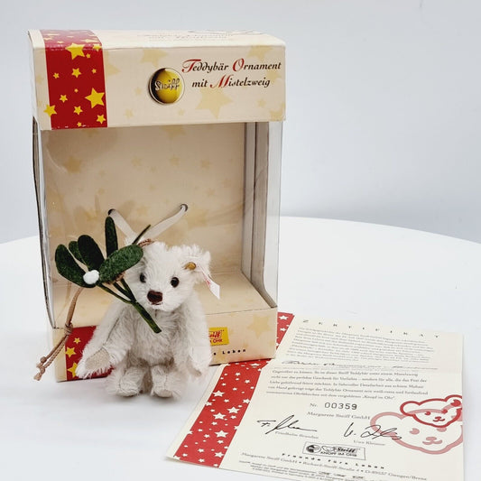 Steiff 037610 Teddybär Ornament mit Mistelzweig 10 cm 2005 limitiert 5000