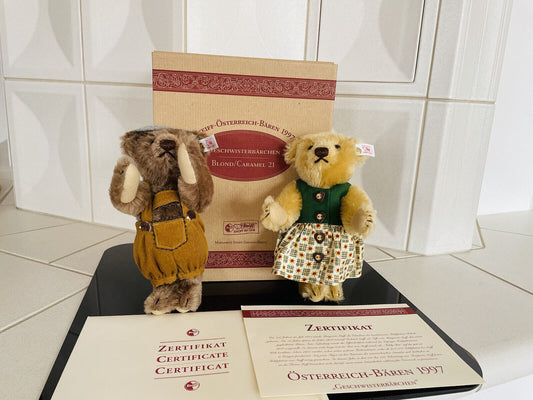 STEIFF Teddybär EAN 659911 Geschwisterbärchen 21 cm OVP  Sammler 1997 limitiert