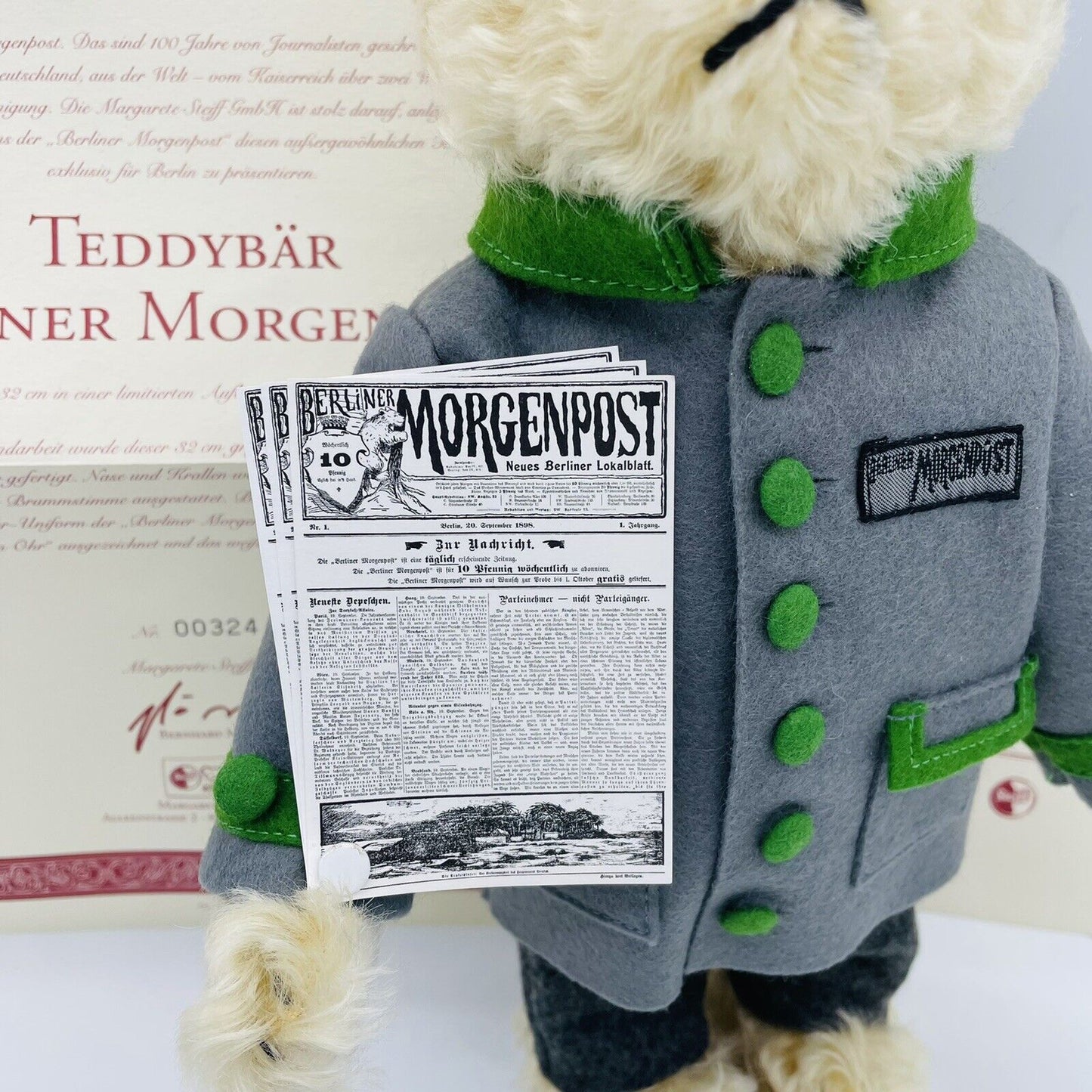 Steiff Teddybär Berliner Morgenpost 655425 limitiert 1500 aus 1998 32cm
