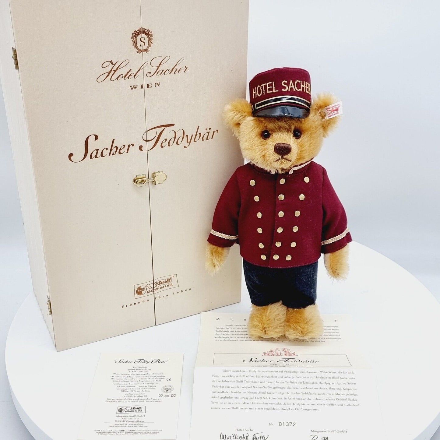 Steiff 660603 Teddybär Sacher limitiert 1500 aus 2001 32 cm Mohair