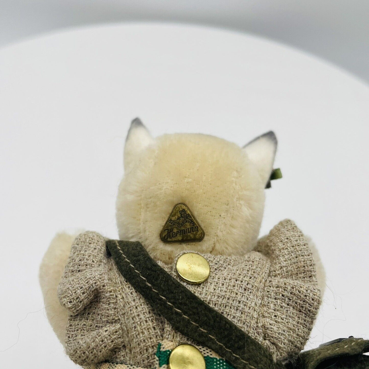 Hermann Coburg seltene Stehkatze mit Umhängetasche 14cm Mohair