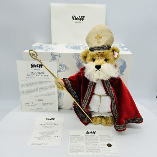 Steiff 037122 Teddybär Sankt Nikolaus limitiert 2008 aus 2008 28 cm Mohair