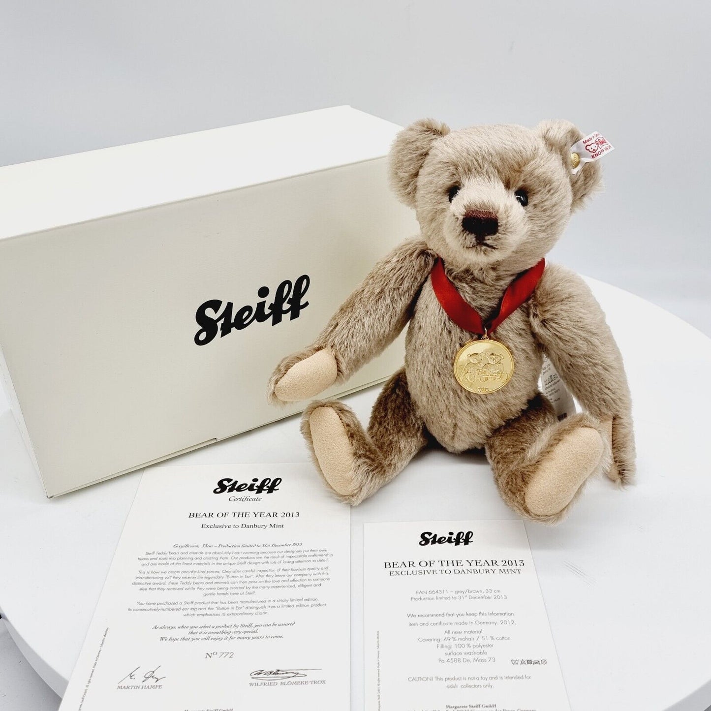 Steiff 664311 Danbury Mint Teddybär Year Bear 2013 limitiert 2013 33 cm Mohair