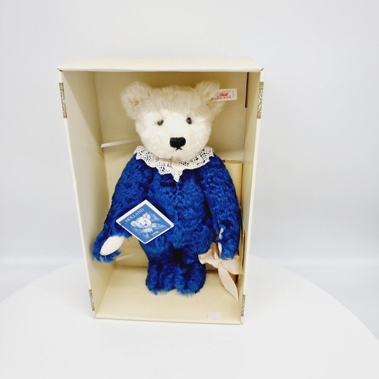 Steiff 659843 Holland Exklusiv Teddybär Delfter 1996 Weiss-Blau 33 cm limitiert