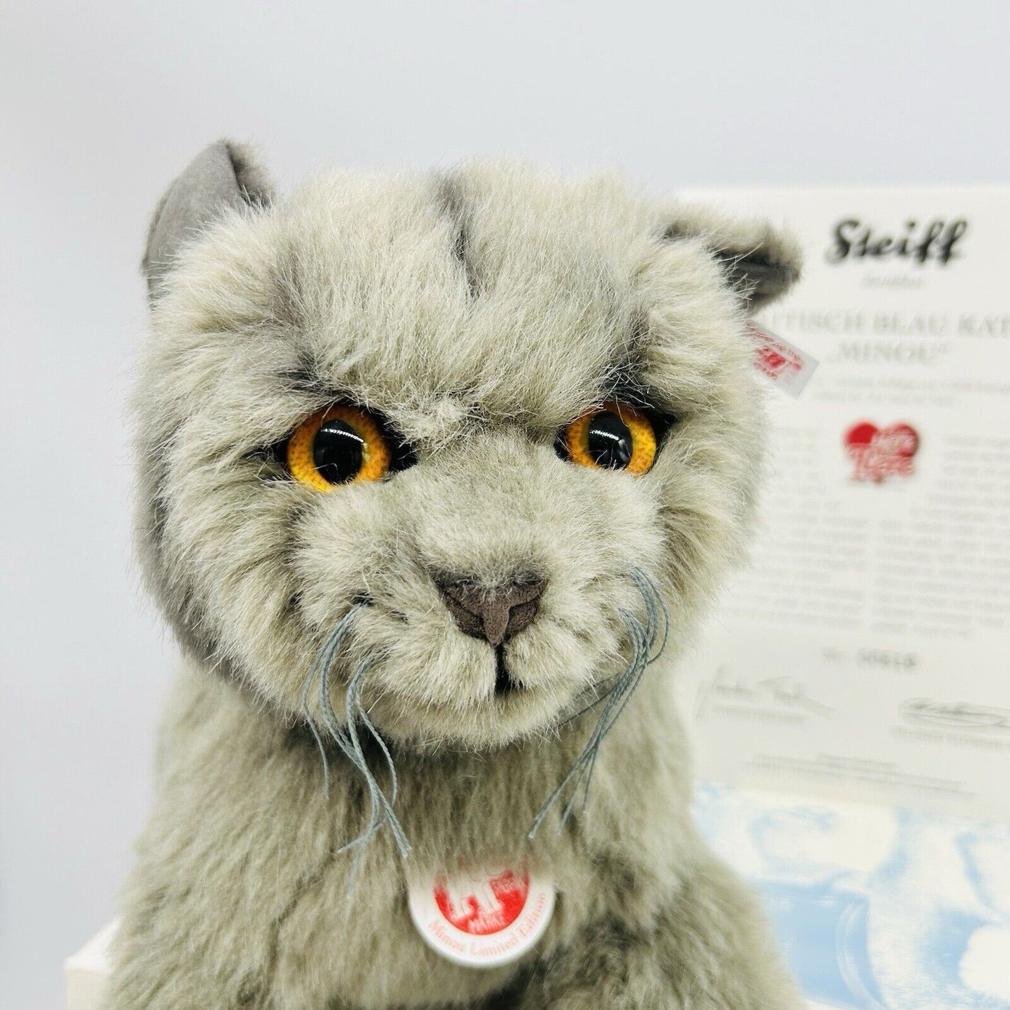 Steiff 656675 Britisch Blau Katze Minou limitiert 2008 aus 2008 35 cm Mohair