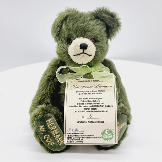 Hermann Coburg Teddybär Mein grüner Hermann limitiert 6 23 cm Mohair