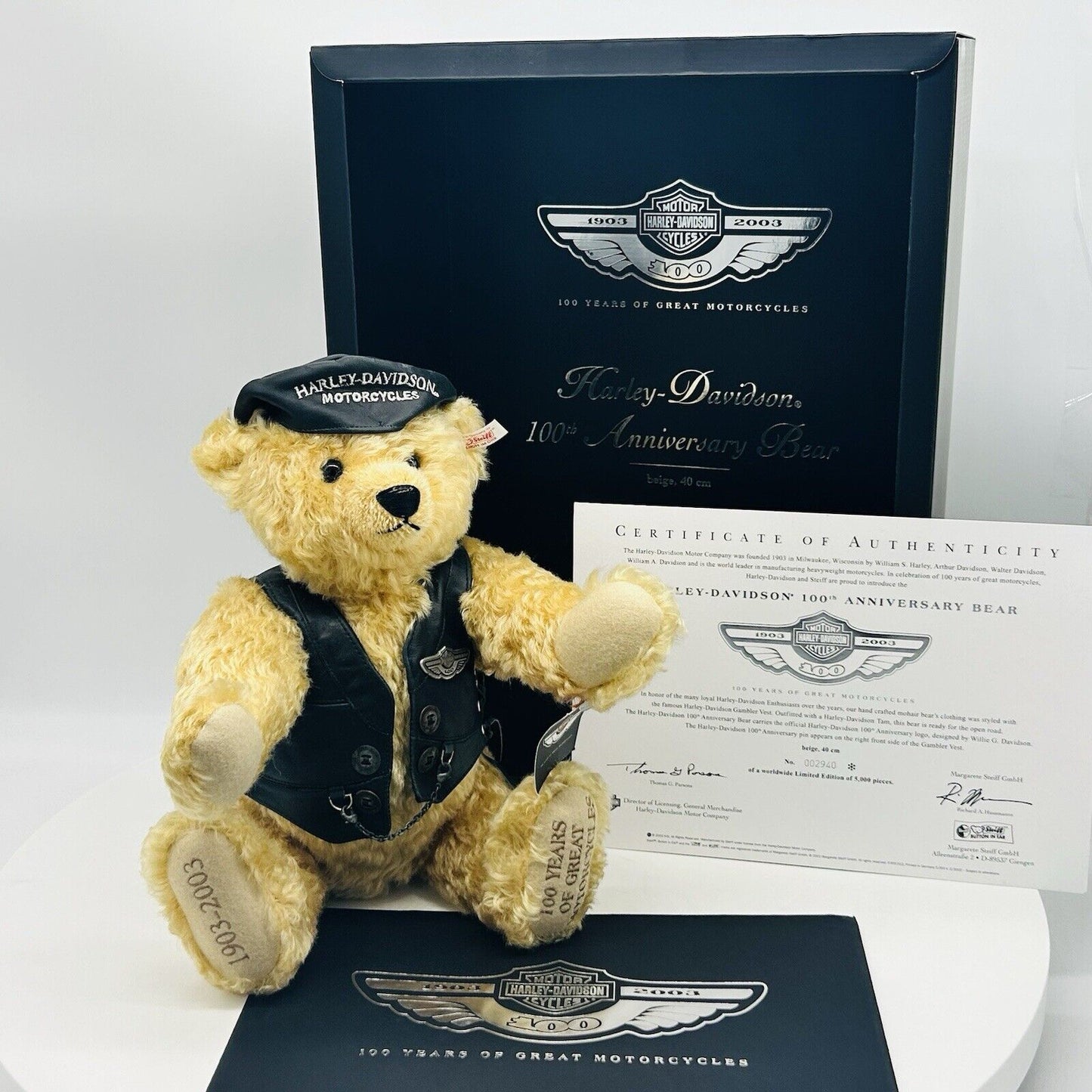 Steiff 666476 Teddybär Harley Davidson limitiert 5000 aus 2002 40 cm Mohair