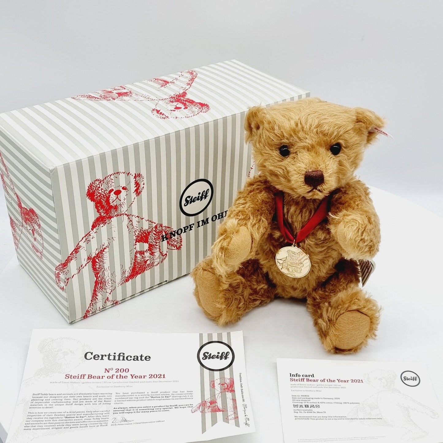 Steiff Danbury Mint 690624 Teddybär Year Bear 2021 limitiert 2021 30 cm Mohair