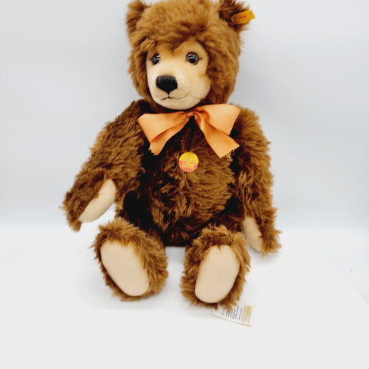 Steiff Teddybär Original 011153 55 cm braun mit pfirsichfarbener Schleife Stimme