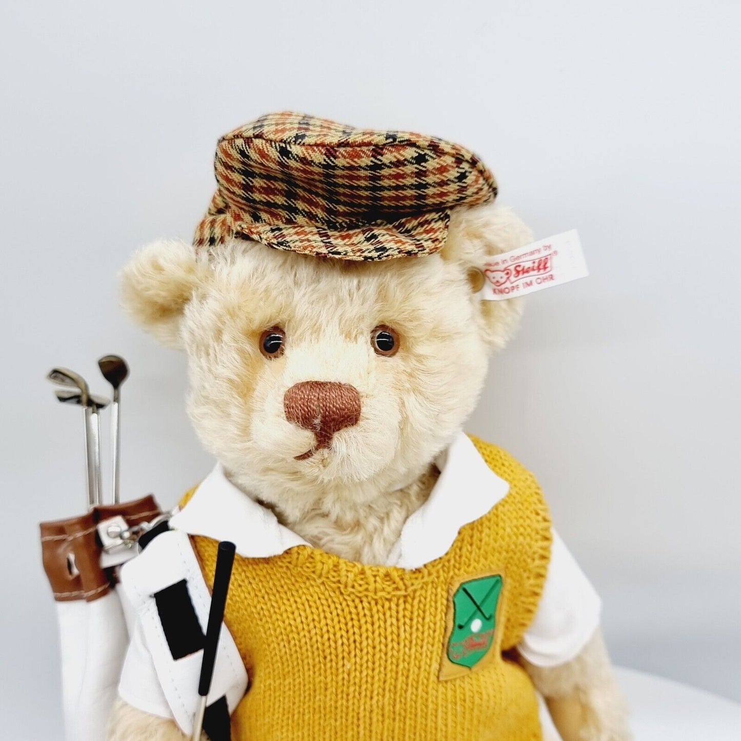 Steiff 670671 Teddybär Golfspieler limitiert 3000 aus 2001 32 cm Mohair