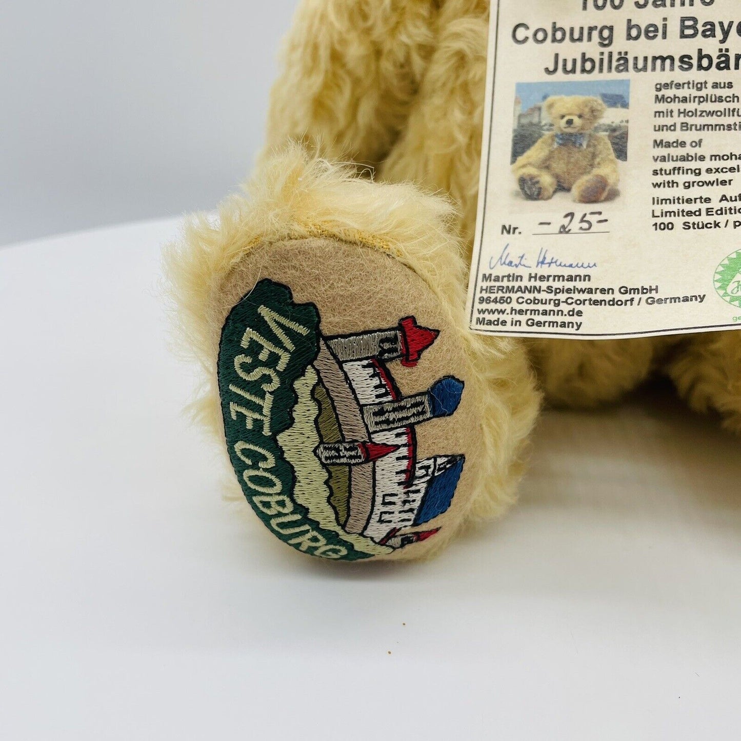 Hermann Coburg Teddybär 100 Jahre Coburg bei Bayern limitiert 100 35cm Mohair