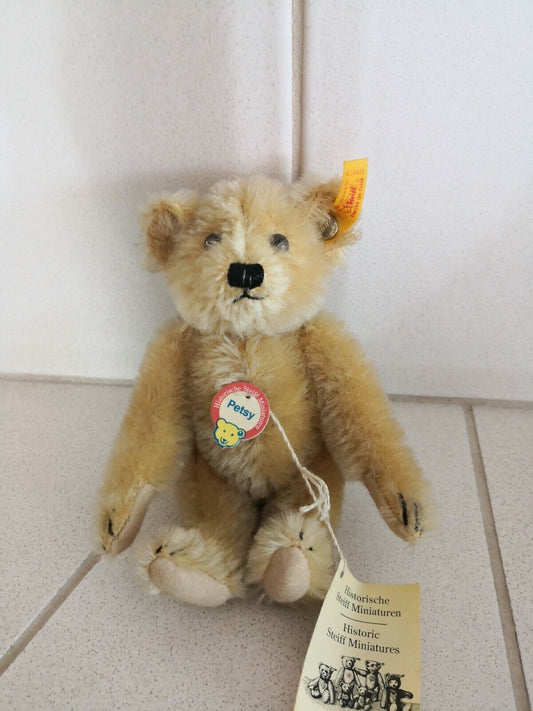 Steiff Teddybär Petsy, 16 cm,  029479,  Historische Miniaturen, mit KFS