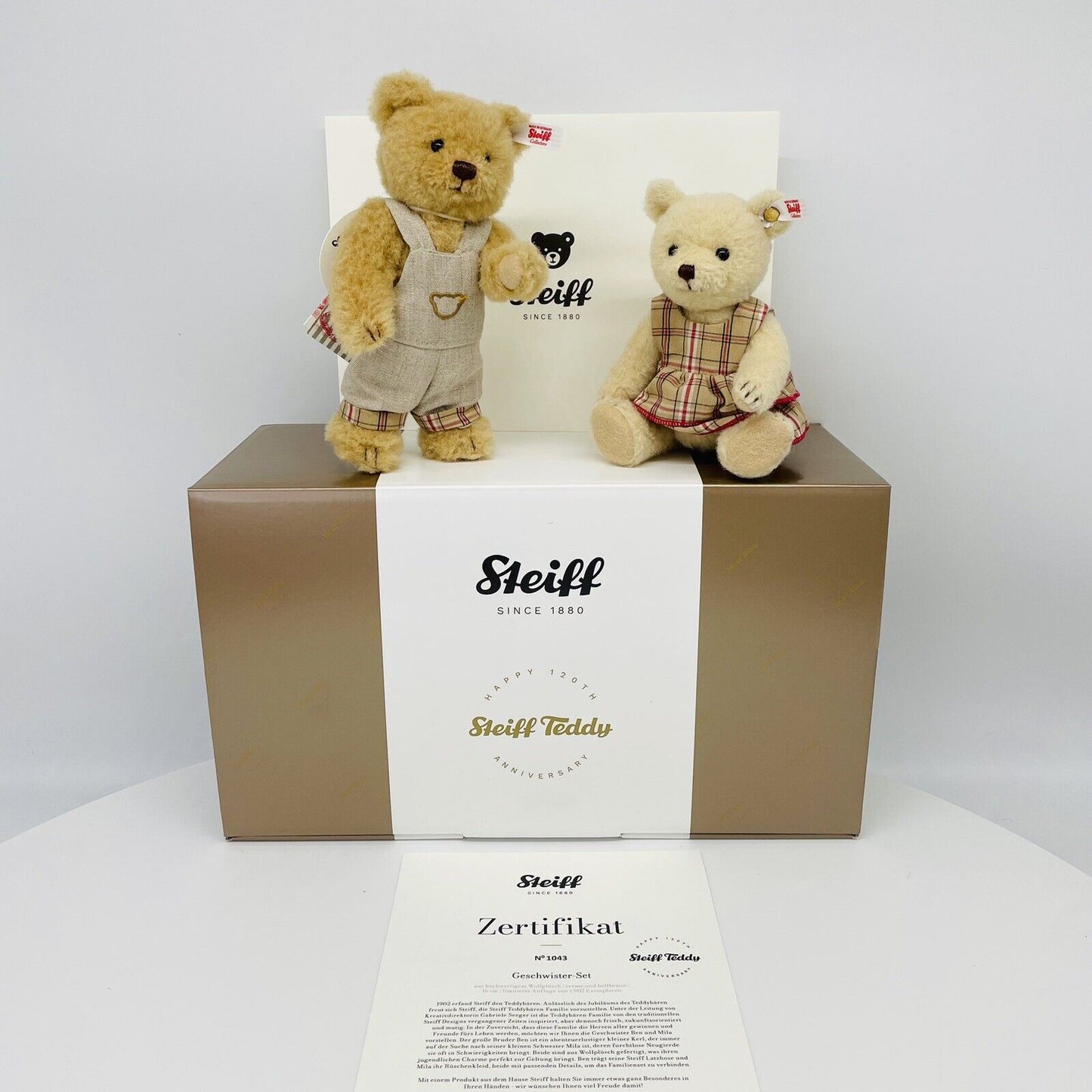 Steiff Teddybären Ben und Mila 007170 Geschwister Set 2022 16 cm