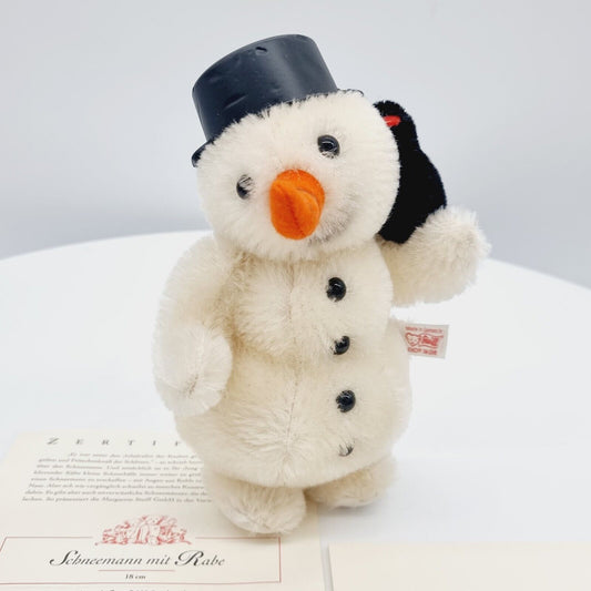 Steiff  037962 Schneemann mit Rabe limitiert 3000 Weihnachten Nummer 604