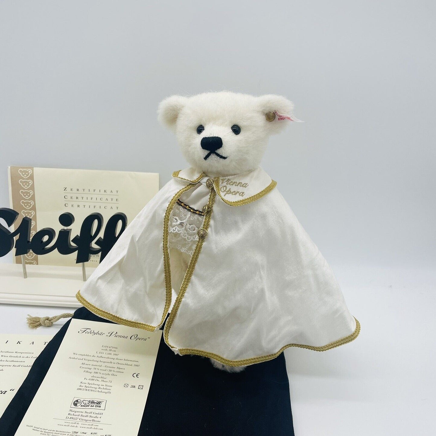 Steiff Vienna Opera Teddybär 672446 limitiert 1500 aus 2007 28cm Alpaca
