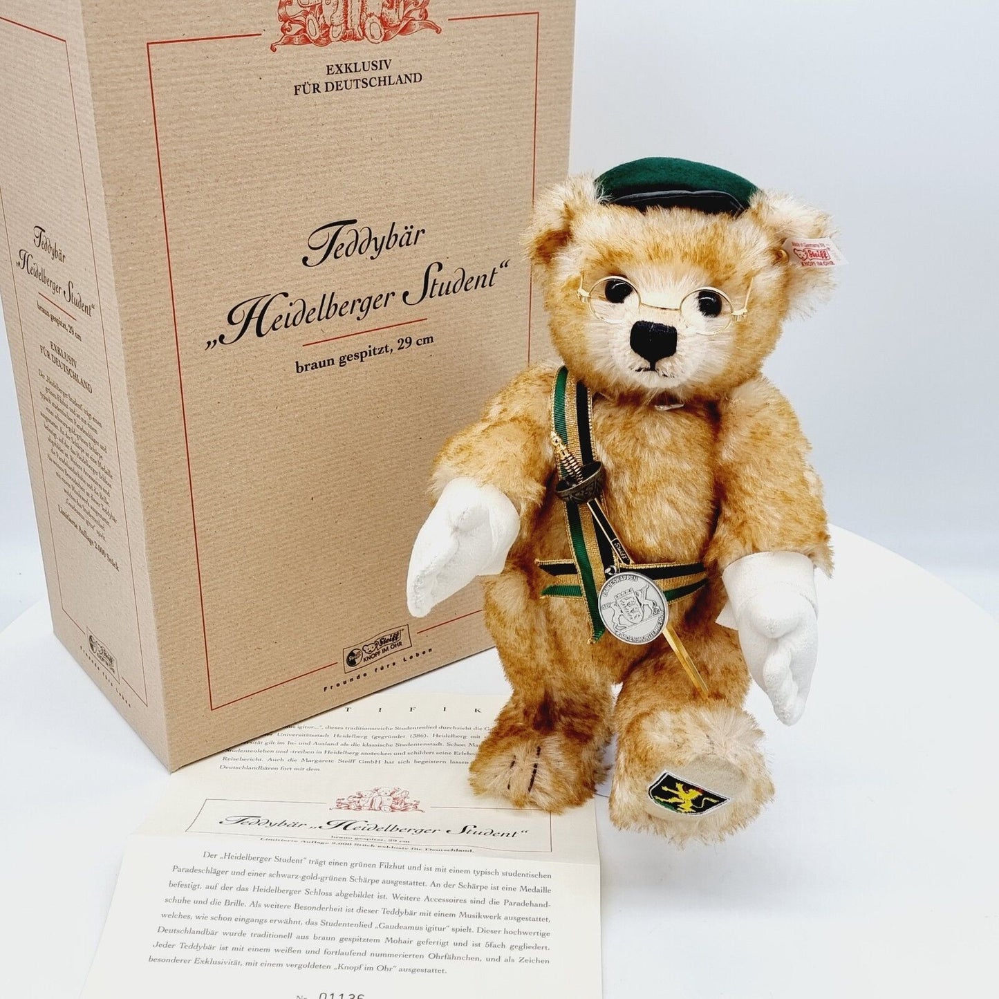 Steiff 671265 Teddybär Heidelberger Student limitiert 2000 aus 2002 Mohair