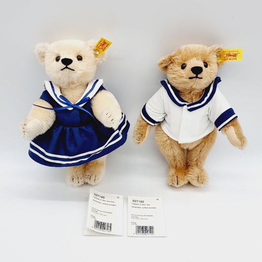Steiff Sparset Matrosen Paar Andy 027185 und Amy 027192 Mohair 21cm