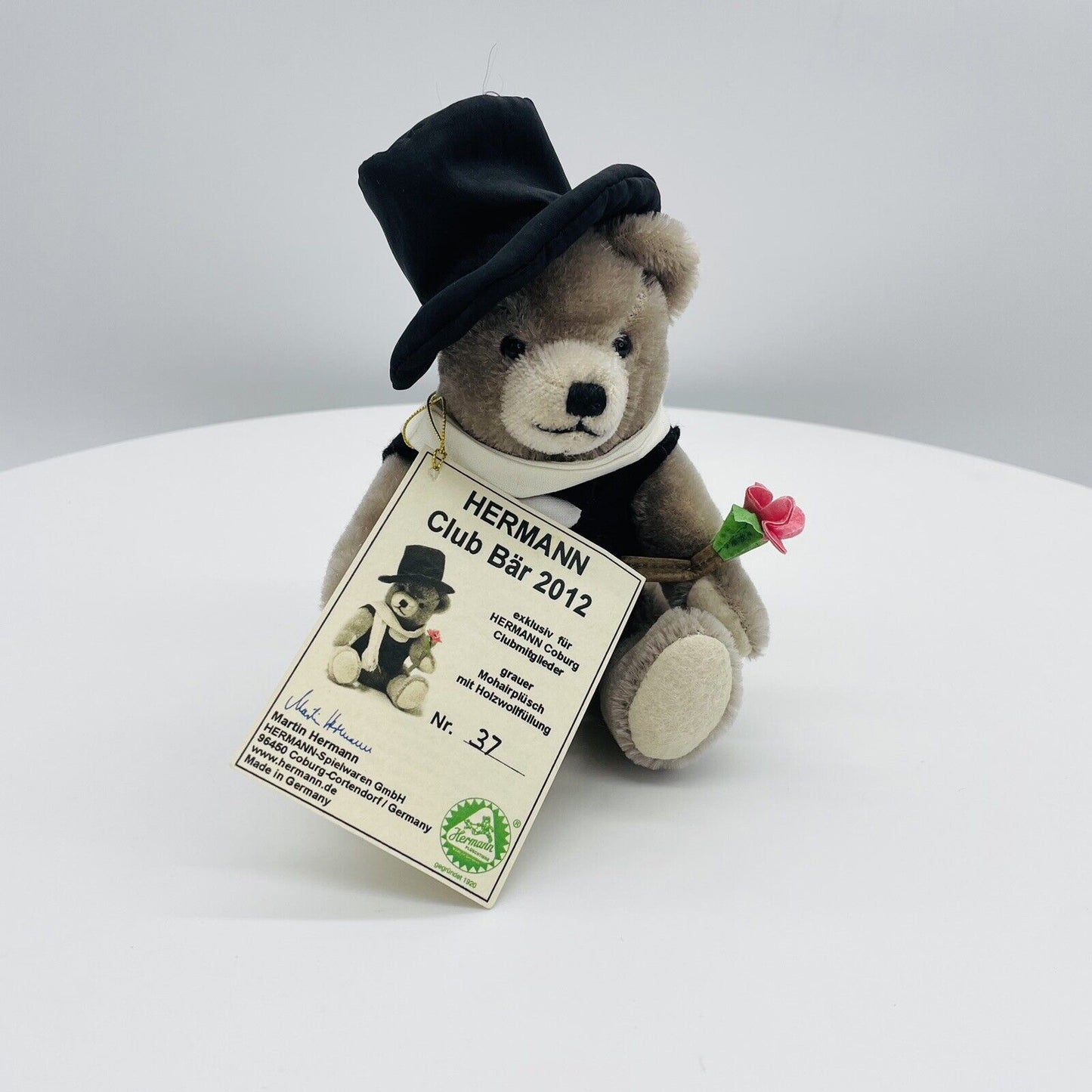 Hermann Coburg Teddybär Rosenkavalier 19cm Mohair