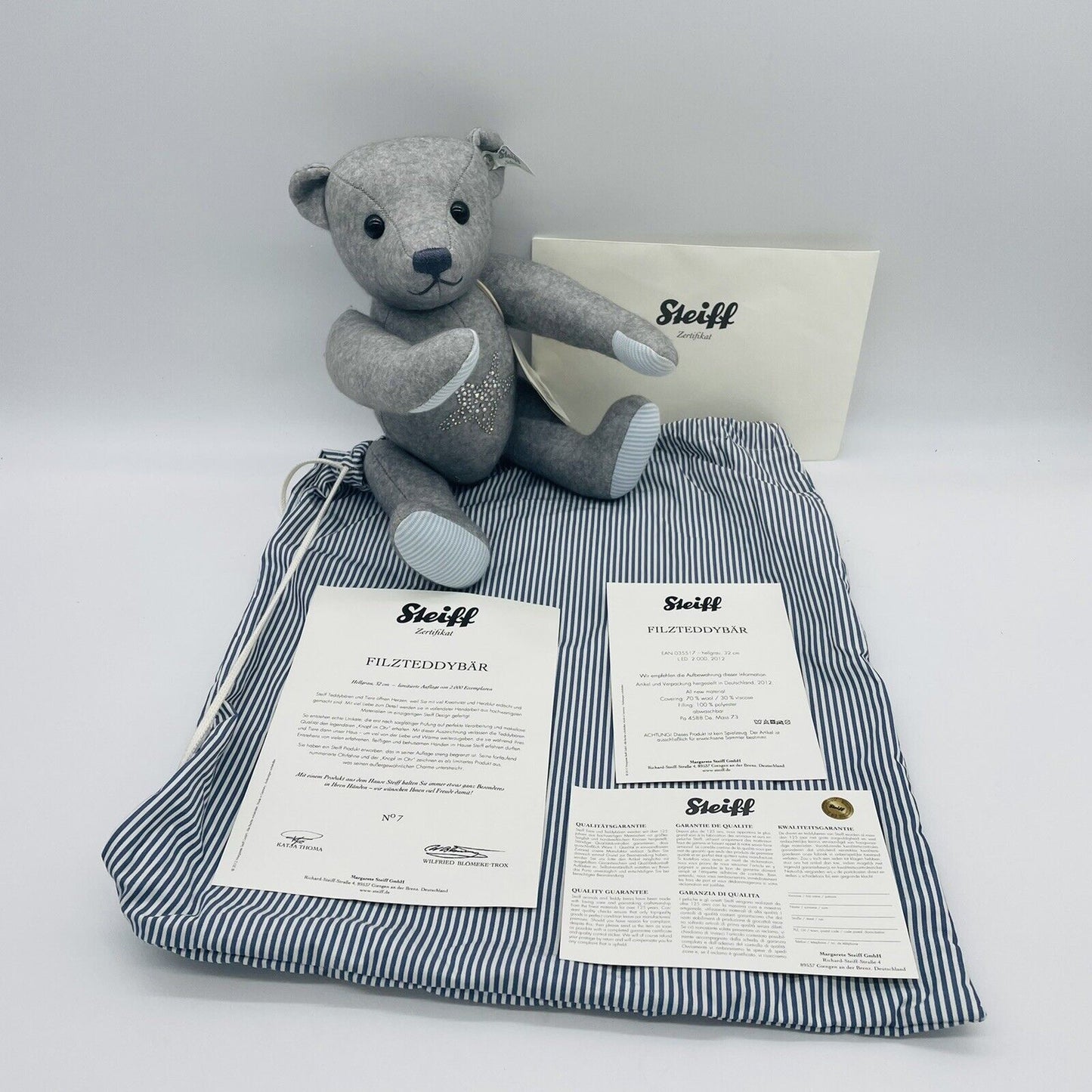 Steiff Selection Filzteddybär Seaside 035517 32cm grau limitiert aus 2012 Nr. 7