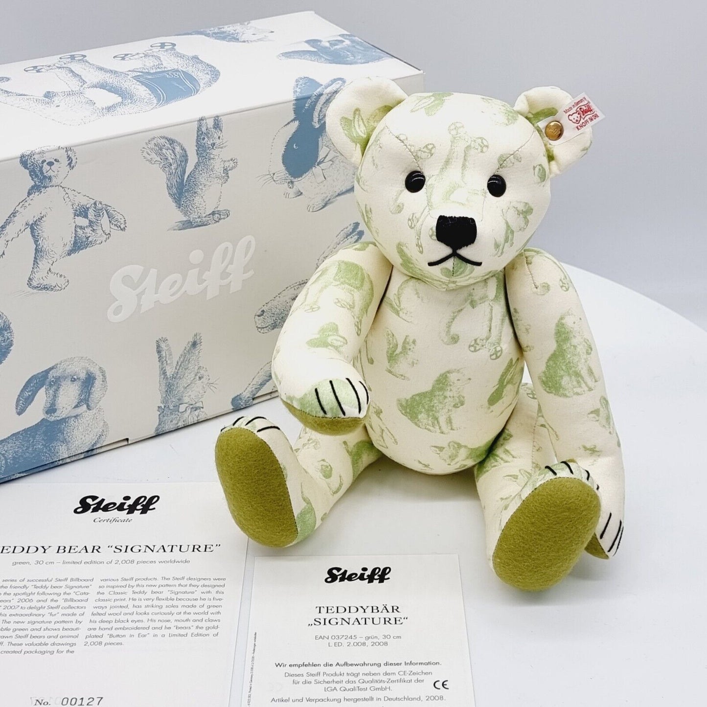 Steiff 037245 Teddybär Signature grün 30 cm limitiert 2008 Pop-Art Zertifikat