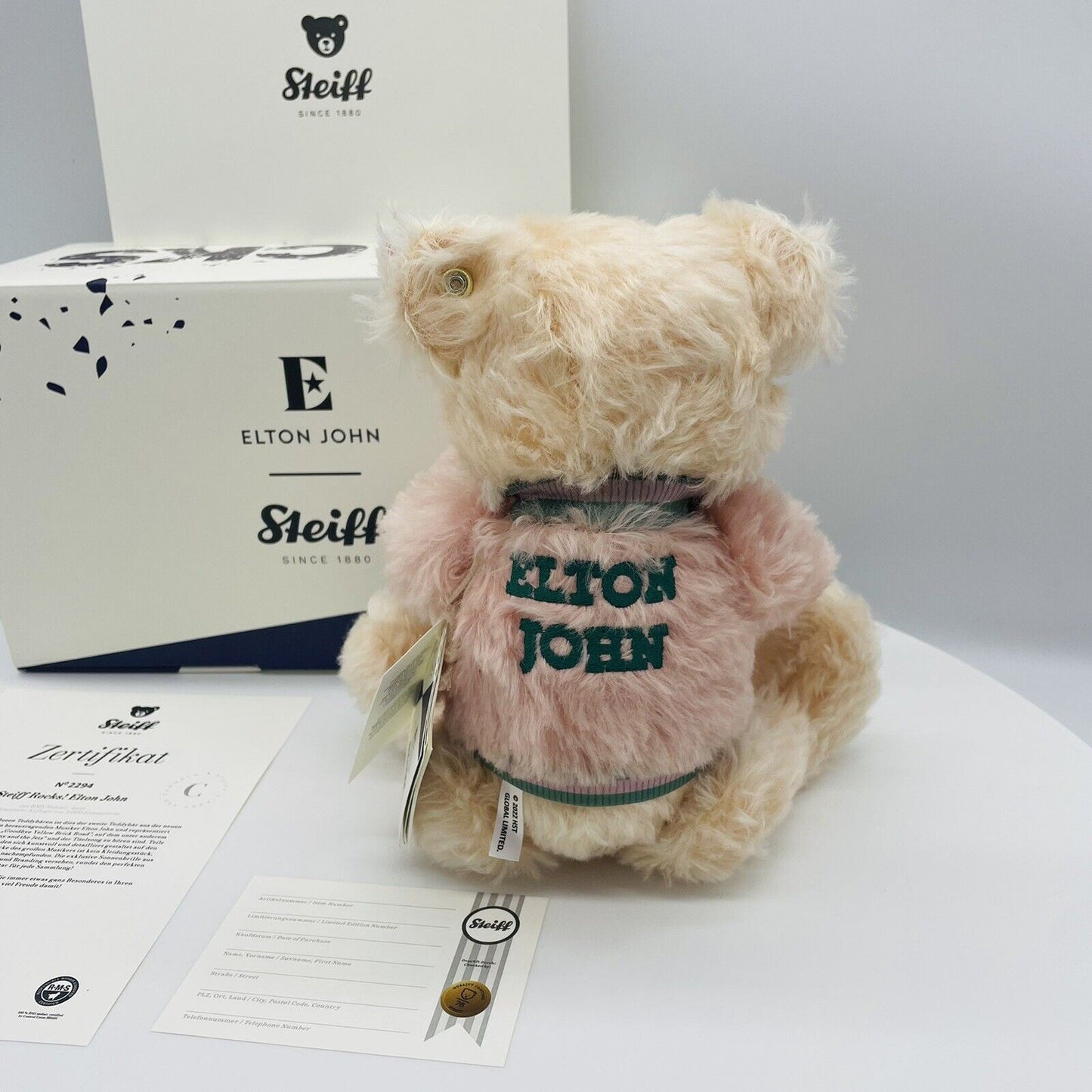 Steiff Teddybär Rocks! Elton John 355882 limitiert 3000 aus 2022 28 cm