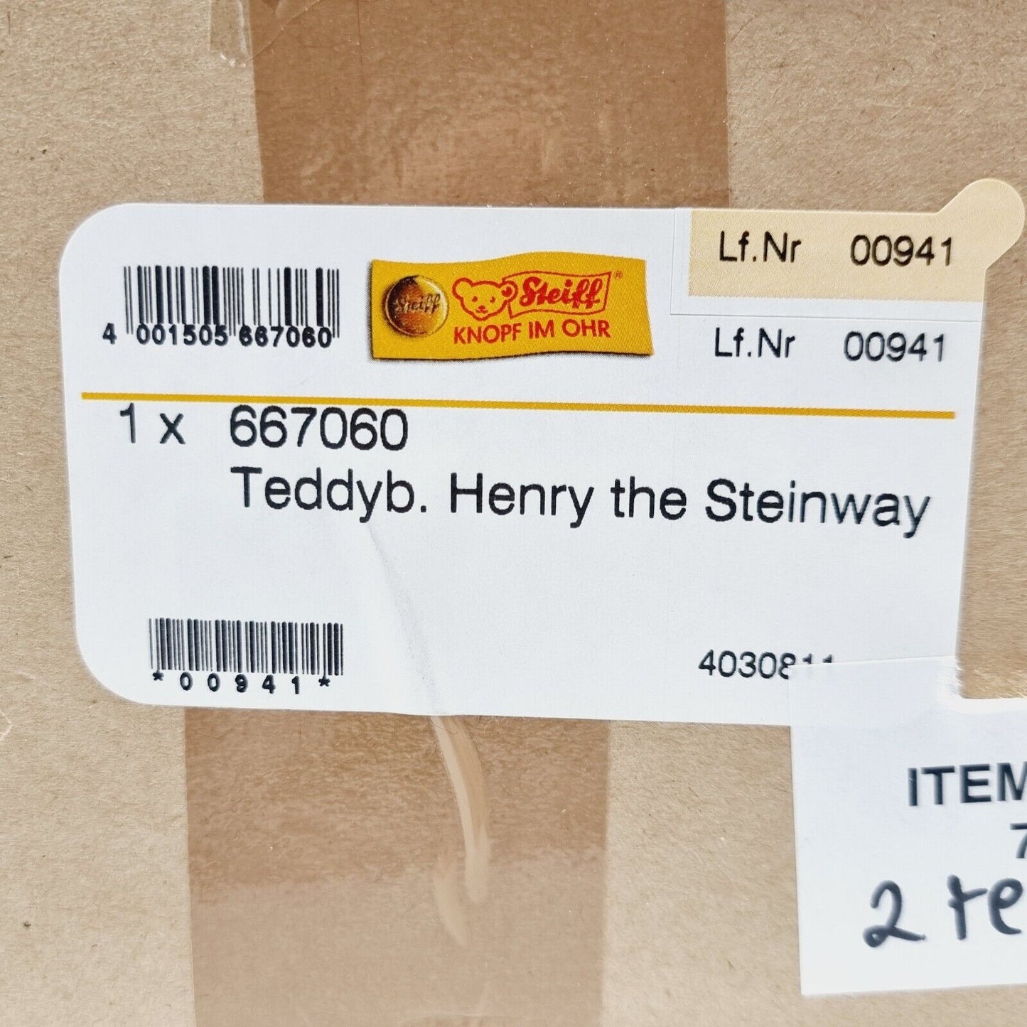 Steiff 667060 Teddybär Henry für Steinway and Sons limitiert 1853 aus 2003