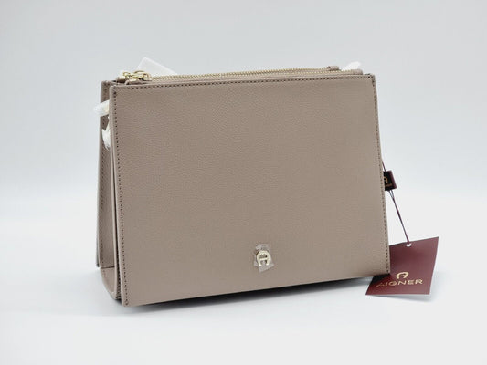 Aigner Handtasche Lana Taupe Leder Umhängetasche Bag Neu Umhängetasche