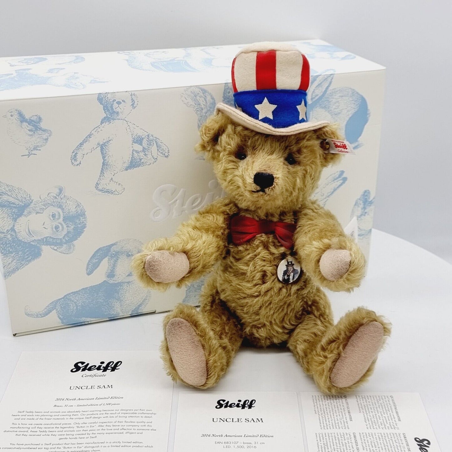 Steiff 683107 Teddybär Uncle Sam limitiert 2000 aus 2016 North America 31 cm