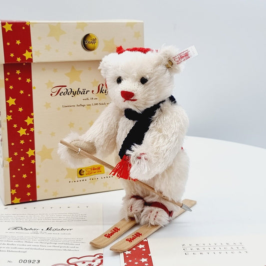 Steiff 037696 Teddybär Skifahrer weiß 18 cm limitiert 1500 Jahr 2004
