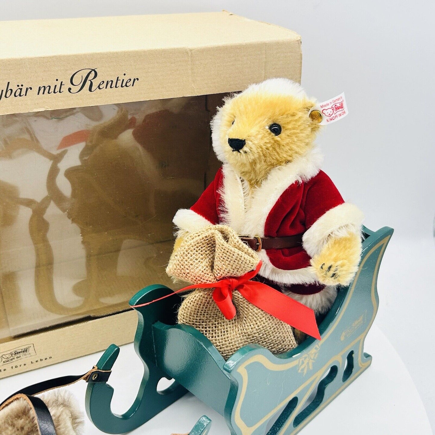 Steiff 670565 Teddybär Weihnachtsmann mit Rentier limitiert 2500 aus 2000
