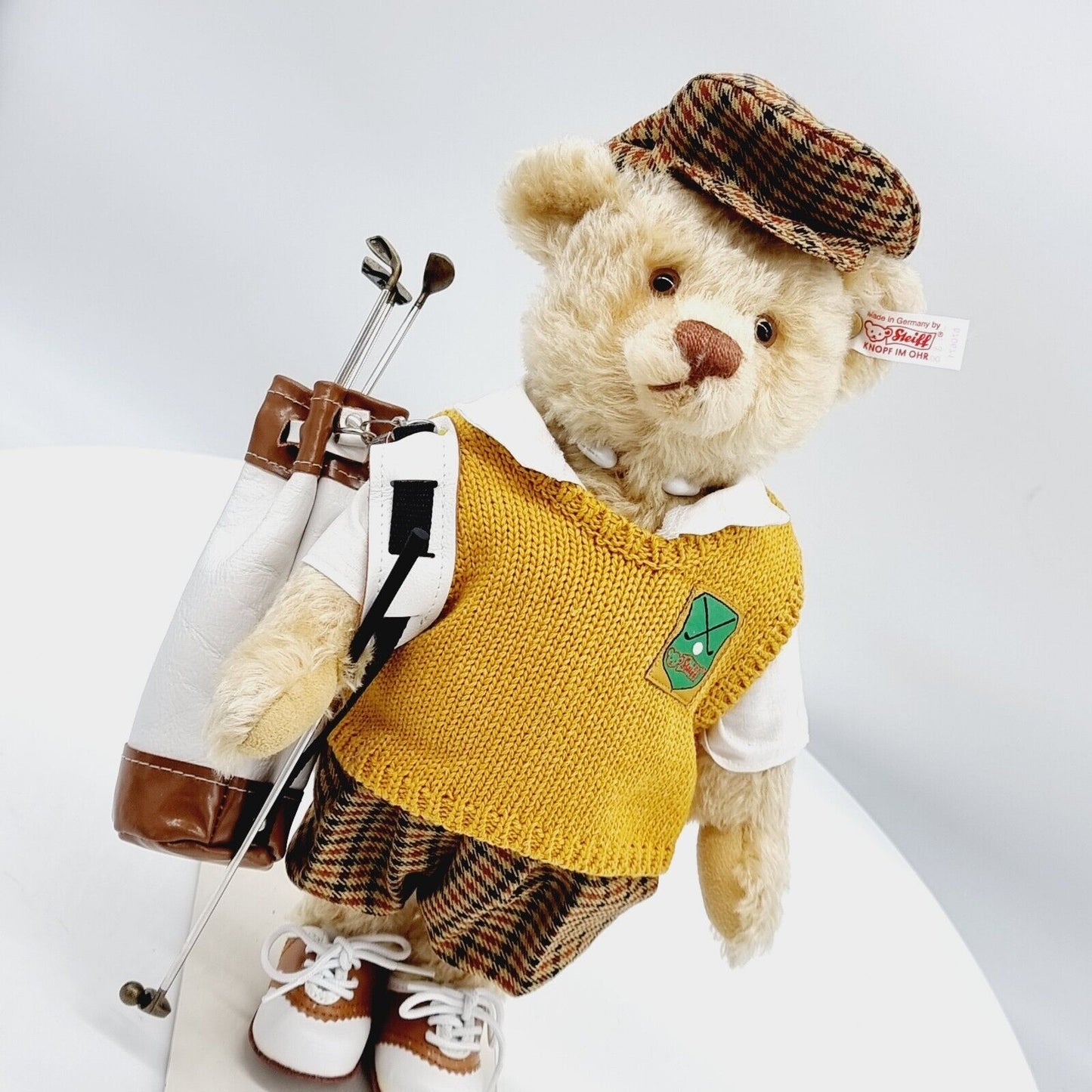 Steiff 670671 Teddybär Golfspieler limitiert 3000 aus 2001 32 cm Mohair