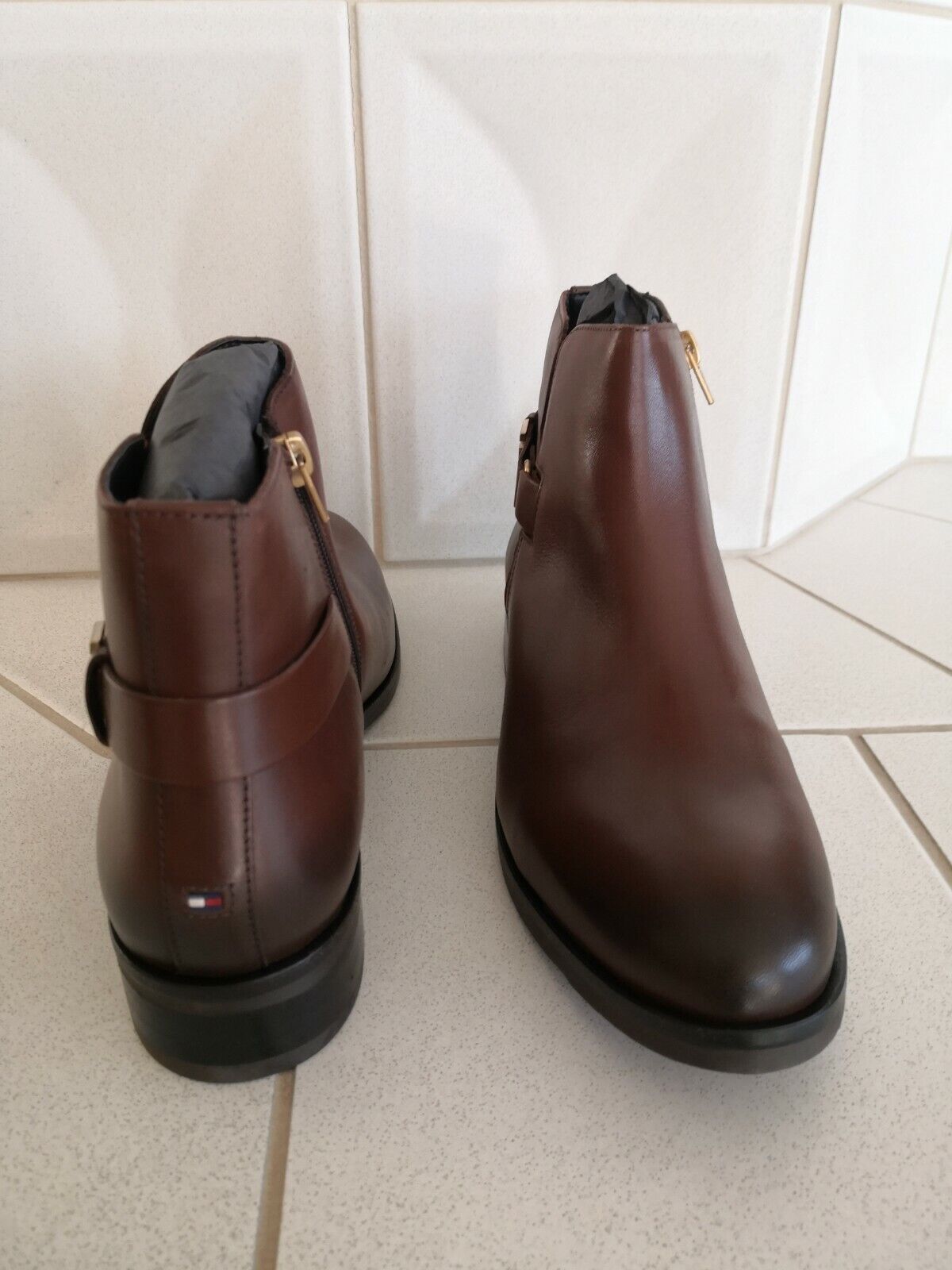 Tommy Hilfiger - Stiefeletten Tessa Braun Leder Logo Schuhe Boots