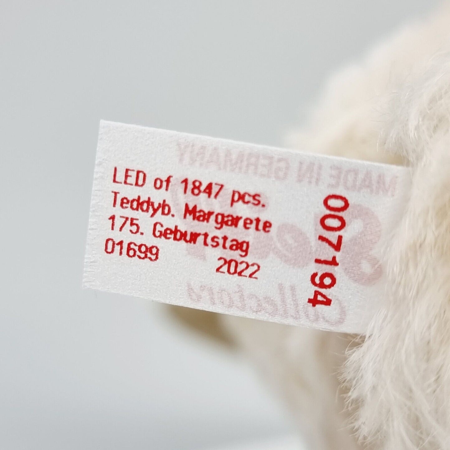 Steiff 007194 Teddybär Margarete 175. Geburtstag limitiert 1847 30 cm Mohair