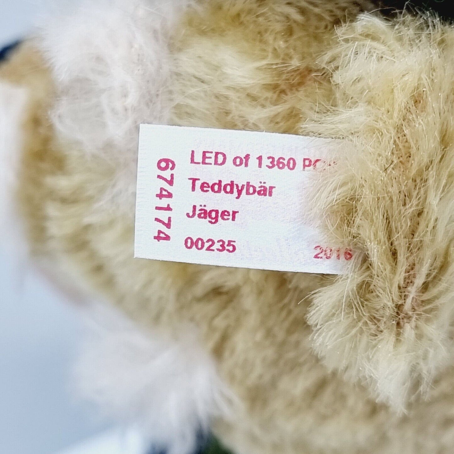 Steiff 674174 Teddybär Jäger 31 cm Mohair limitiert 1360 Jahr 2016