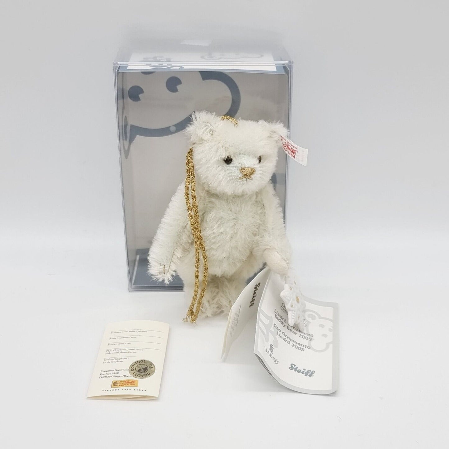 Steiff Lladro Ornament Teddybär 2009 eisgrün 12 cm 677069 Zertifikat OVP Mohair