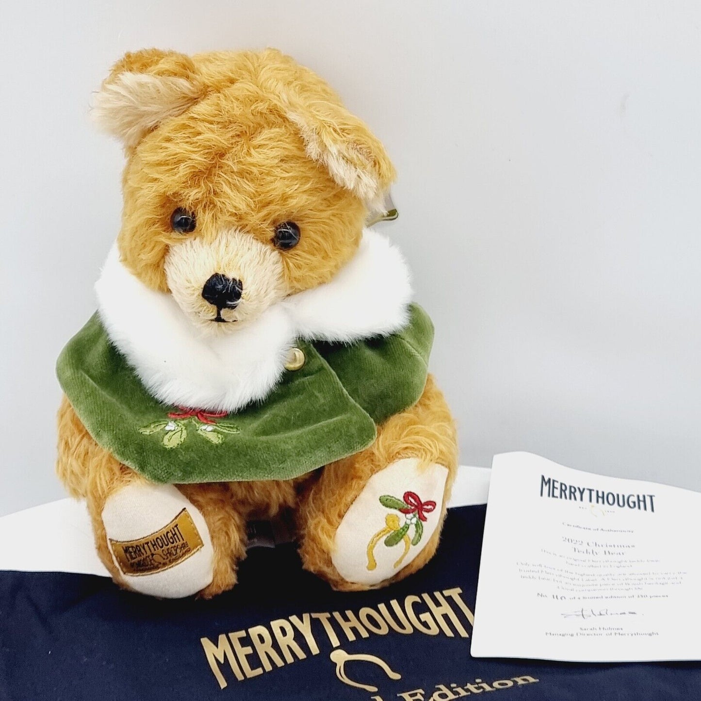 Merrythought OXA10X22 Christmas Teddy Bear 2022 limitiert 250 25 cm Mohair